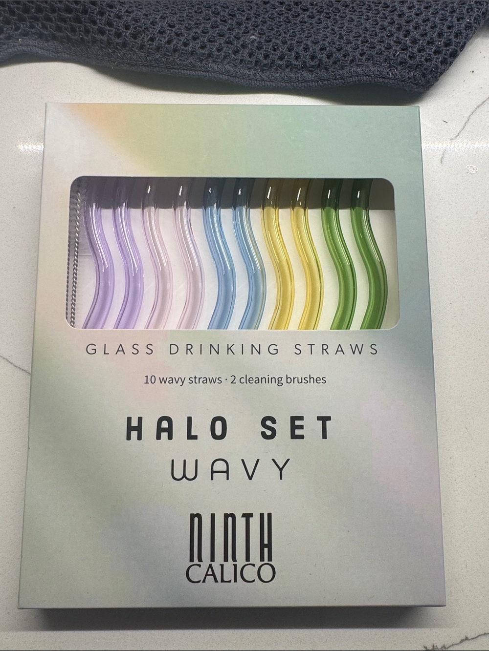 Halo Set Wavy Glass Drinking Straws - Multicolor